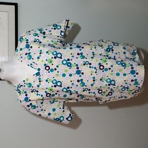 ECLIPSE Dotted Scrub Tunic-Aqua/Purple/Lavender/Yellow/Green Scattered-EC-Size S